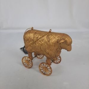 High Street Gold Sheep on Wheels Christmas Ornament